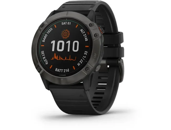 Spordikell fenix 6X Pro Solar - TI s&uuml;sinik hall, musta rihmaga