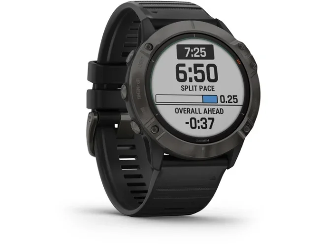 Spordikell fenix 6X Pro Solar - TI s&uuml;sinik hall, musta rihmaga