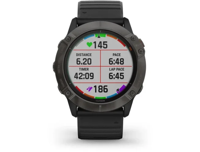 Spordikell fenix 6X Pro Solar - TI s&uuml;sinik hall, musta rihmaga