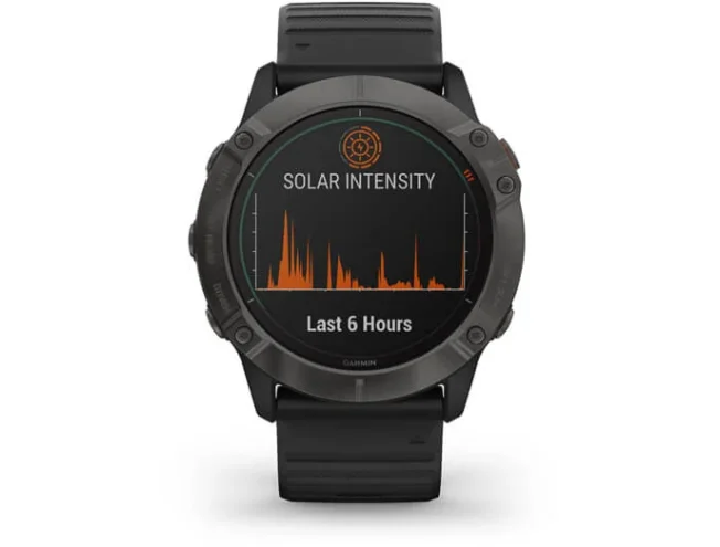 Spordikell fenix 6X Pro Solar - TI s&uuml;sinik hall, musta rihmaga