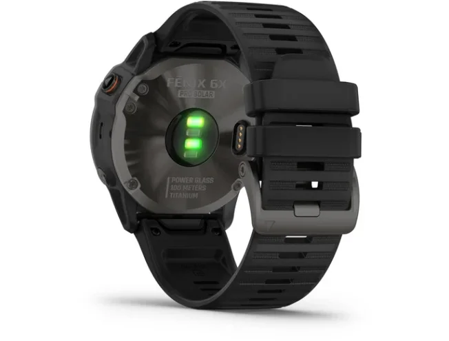 Spordikell fenix 6X Pro Solar - TI s&uuml;sinik hall, musta rihmaga