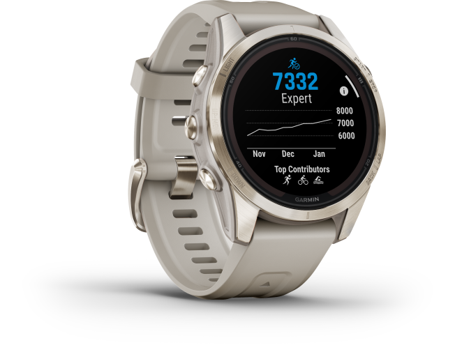 Spordikell Garmin fenix 7S PRO Solar Sapphire - Soft Gold Sand