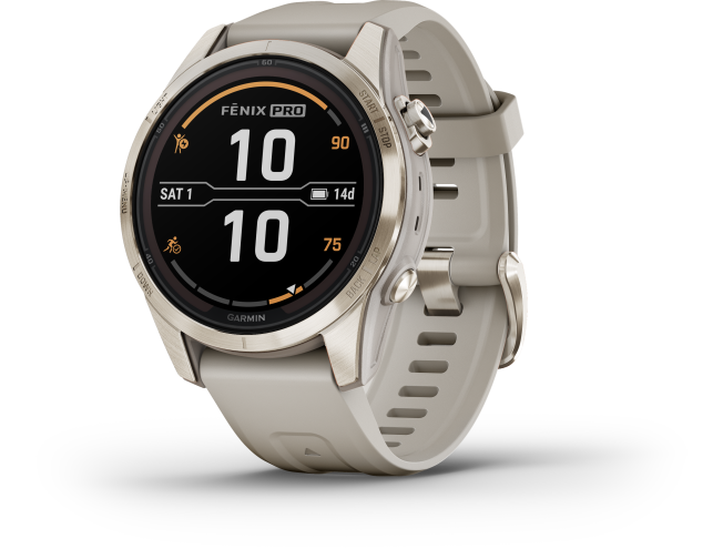 Spordikell Garmin fenix 7S PRO Solar Sapphire - Soft Gold Sand