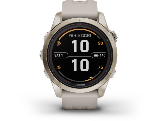 Spordikell Garmin fenix 7S PRO Solar Sapphire - Soft Gold Sand