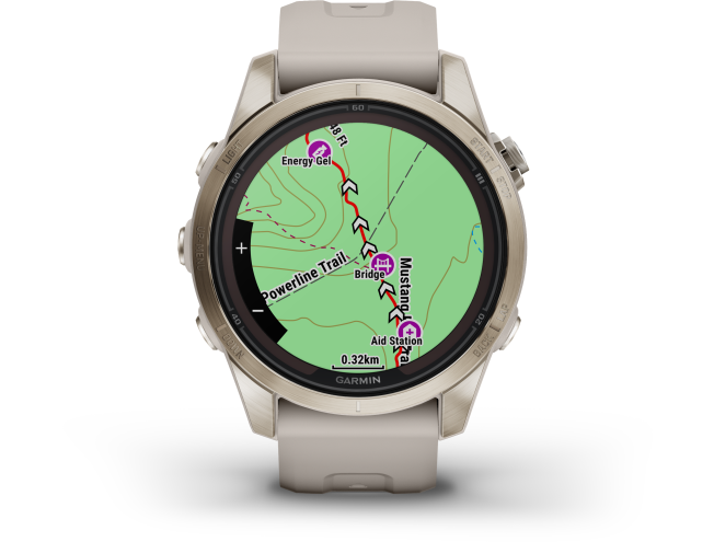 Spordikell Garmin fenix 7S PRO Solar Sapphire - Soft Gold Sand