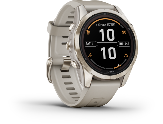 Spordikell Garmin fenix 7S PRO Solar Sapphire - Soft Gold Sand