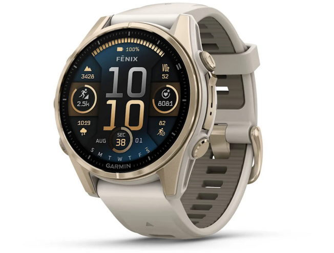 Spordikell Garmin fenix 8 43mm AMOLED Sapphire Soft Gold with Fog Gray Band