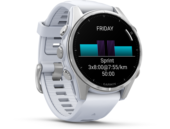 Spordikell Garmin fenix 8 43mm AMOLED Silver with Whitestone Band