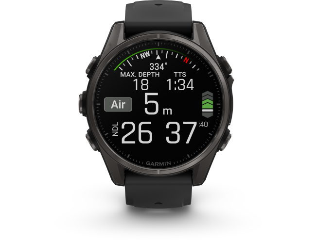 Spordikell Garmin fenix 8 43mm AMOLED Sapphire Carbon Gray DLC Ti with Black Band