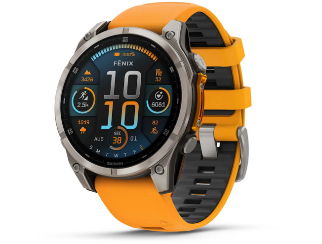 Spordikell Garmin fenix 8 47mm AMOLED Sapphire Titanium with Orange Band
