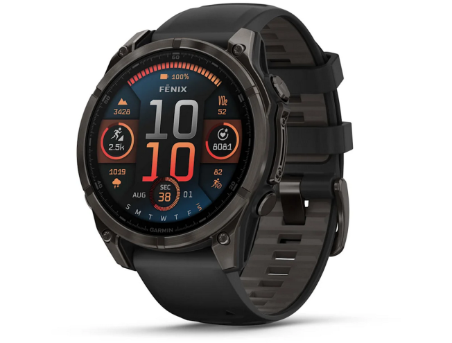 Spordikell Garmin fenix 8 47mm AMOLED Sapphire Carbon Gray DLC Ti with Black Band