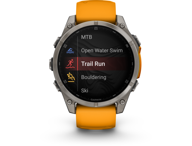 Spordikell Garmin fenix 8 47mm AMOLED Sapphire Titanium with Orange Band