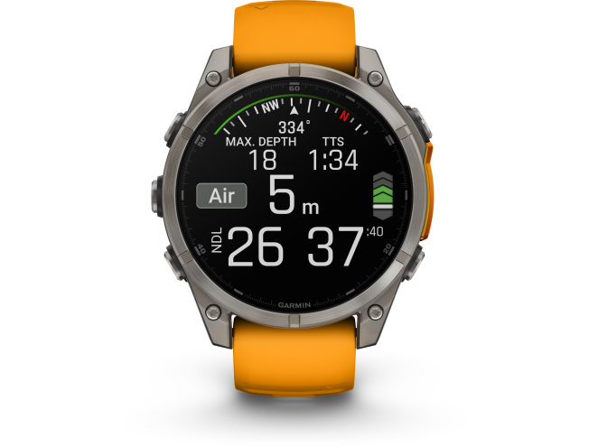 Spordikell Garmin fenix 8 47mm AMOLED Sapphire Titanium with Orange Band
