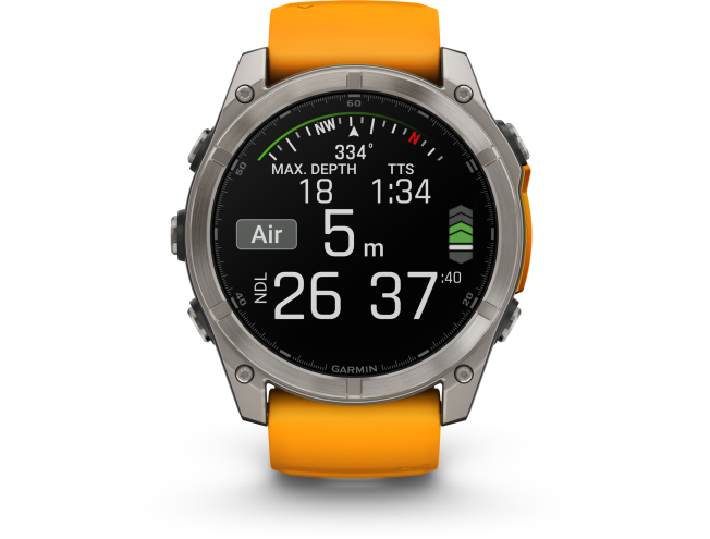 Spordikell Garmin fenix 8 51mm AMOLED Sapphire Titanium with Orange Band