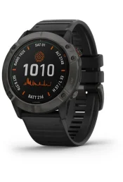 Spordikell fenix 6X Pro Solar - TI s&uuml;sinik hall, musta rihmaga