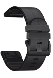 Kiirkinnitusega kellarihmad 26mm Nahk-silikoon - must