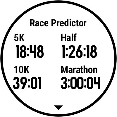 Kella ekraan, millel on kuvatud v&otilde;idujooksu ennustaja.