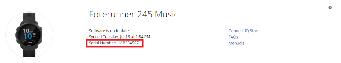 Serial number location in GC web